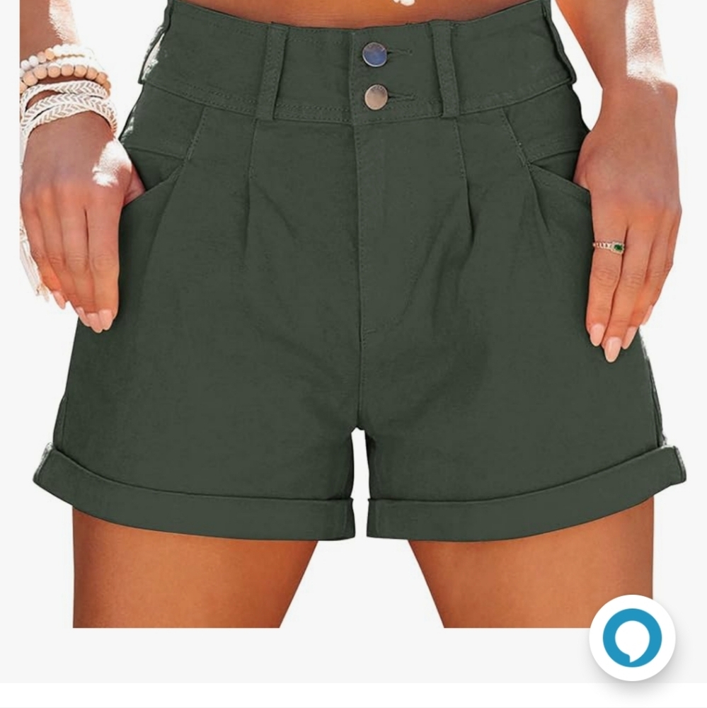 High waisted cuffed jean shorts
